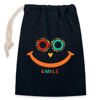 Smile - Verschließbarer Geschenkbeutel aus Baumwolle (14x20cm) - Navy - Vorne