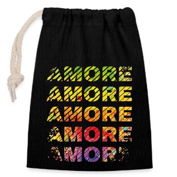 AMORE - Closable cotton gift bag (14x20cm) - black - Front
