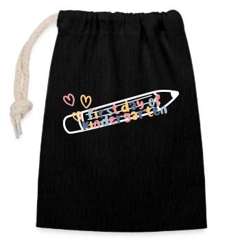 First Day of Kindergarden - Closable cotton gift bag (14x20cm) - black - Front