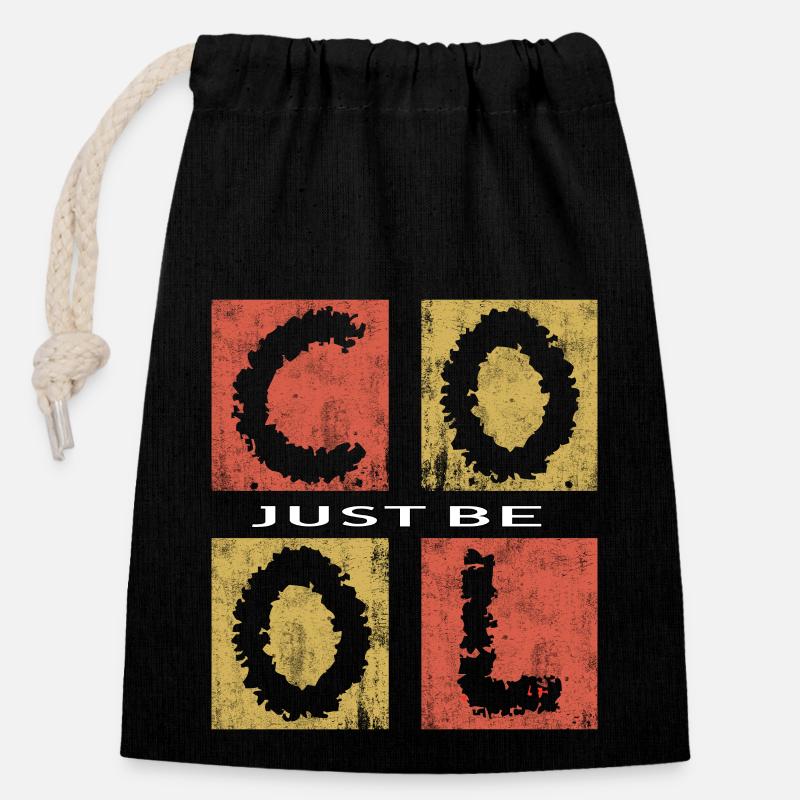 Just Be Cool,Be Cool - Closable cotton gift bag (14x20cm) - black