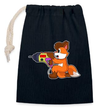 Fuchs Handwerker Bohrmaschine Handwerk - Verschließbarer Geschenkbeutel aus Baumwolle (14x20cm) - Navy - Vorne