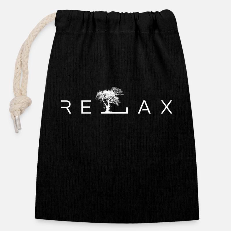 RELAX - Closable cotton gift bag (14x20cm) - black