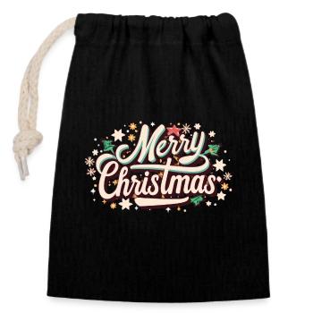 Merry Christmas - Merry Christmas! - Closable cotton gift bag (14x20cm) - black - Front