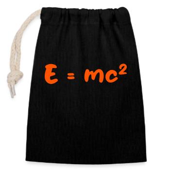 E=mc2 - Verschließbarer Geschenkbeutel aus Baumwolle (14x20cm) - Schwarz - Vorne