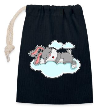 Nuages endormis de lapin - Sac cadeau en coton avec cordon (14 x 20 cm) - bleu marine - Devant