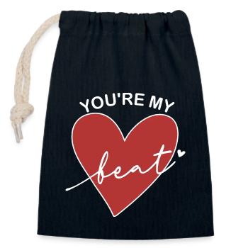 Heartbeat Herz - Verschließbarer Geschenkbeutel aus Baumwolle (14x20cm) - Navy - Vorne