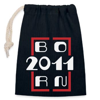Born in 2011 - Anniversary 2011 - Closable cotton gift bag (14x20cm) - navy - Front