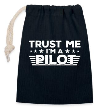 Faites-moi confiance Pilote de drone Drohne Drohnenflieger - Sac cadeau en coton avec cordon (14 x 20 cm) - bleu marine - Devant