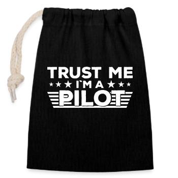 Trust Me Drone Pilot Drohne Drohnenflieger - Verschließbarer Geschenkbeutel aus Baumwolle (14x20cm) - Schwarz - Vorne