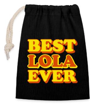 Funny gift with first name Lola - Closable cotton gift bag (14x20cm) - black - Front