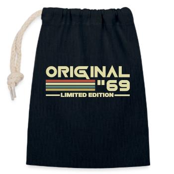 1969 - Closable cotton gift bag (14x20cm) - navy - Front