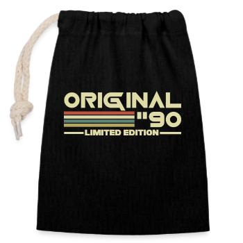 1990 - Closable cotton gift bag (14x20cm) - black - Front