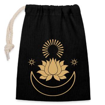 Sun, moon and stars - Closable cotton gift bag (14x20cm) - black - Front