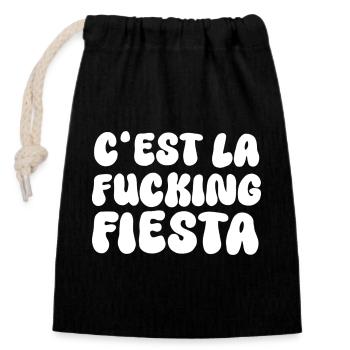 C'est la fucking fiesta - Verschließbarer Geschenkbeutel aus Baumwolle (14x20cm) - Schwarz - Vorne