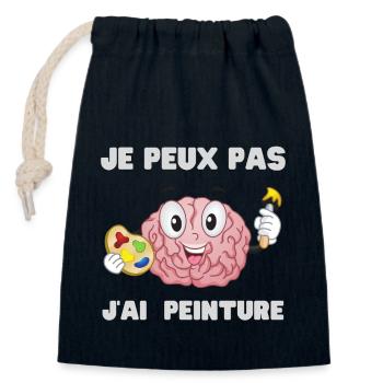 I Can't I Have Humor Painting Gift - Closable cotton gift bag (14x20cm) - navy - Front