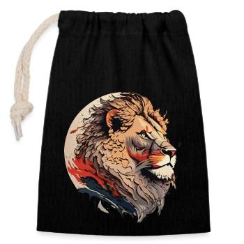 Flaming Lion - Closable cotton gift bag (14x20cm) - black - Front