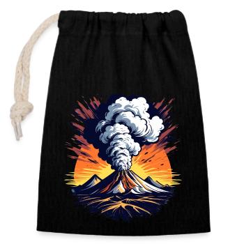 Éruption volcanique, éruption avec nuage de cendres et lave - Sac cadeau en coton avec cordon (14 x 20 cm) - noir - Devant