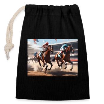 Horse Racing #1 - Closable cotton gift bag (14x20cm) - black - Front