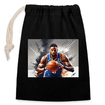 Basketball #1 - Closable cotton gift bag (14x20cm) - black - Front