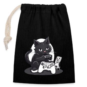 Gamer Chat - Closable cotton gift bag (14x20cm) - black - Front