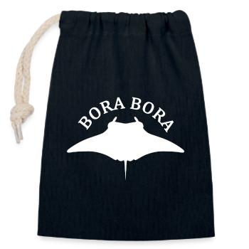 Raie Manta Bora Bora - Sac cadeau en coton avec cordon (14 x 20 cm) - bleu marine - Devant