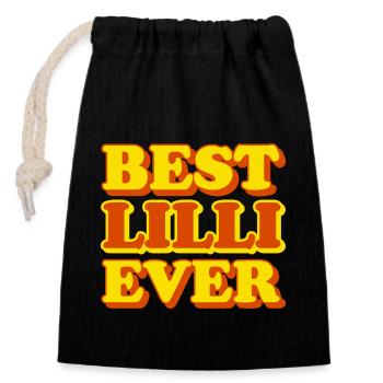 Lilli First Name Funny Gift - Closable cotton gift bag (14x20cm) - black - Front
