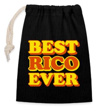 Cadeau amusant avec prénom Rico - Sac cadeau en coton avec cordon (14 x 20 cm) - noir - Devant