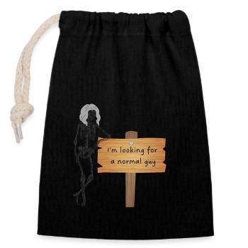 I was looking for a normal guy. It didn't work out... - Closable cotton gift bag (14x20cm) - black - Front