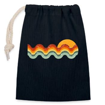 Retro Wave - Closable cotton gift bag (14x20cm) - navy - Front