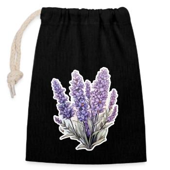 Lavendel - Verschließbarer Geschenkbeutel aus Baumwolle (14x20cm) - Schwarz - Vorne