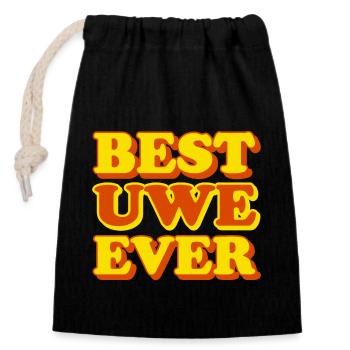 Uwe First Name Funny Gift - Closable cotton gift bag (14x20cm) - black - Front