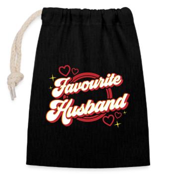 Favourite Husband | Colors changeable - Closable cotton gift bag (14x20cm) - black - Front