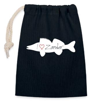 I Love Zander white transparent - Closable cotton gift bag (14x20cm) - navy - Front