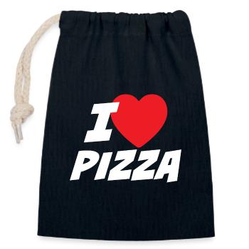 I Love Pizza - Closable cotton gift bag (14x20cm) - navy - Front