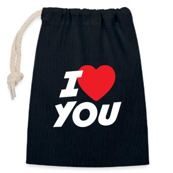 I Love You - Closable cotton gift bag (14x20cm) - navy - Front