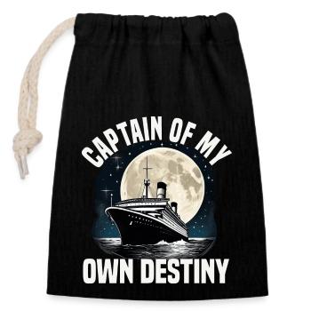 Captain Of My Own Destiny Cruise Ship Vacation - Verschließbarer Geschenkbeutel aus Baumwolle (14x20cm) - Schwarz - Vorne