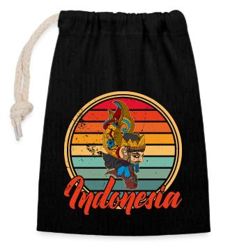 Bali Java Wayang Indonesien Ozeanien Reise - Verschließbarer Geschenkbeutel aus Baumwolle (14x20cm) - Schwarz - Vorne
