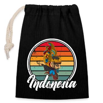 Bali Java Wayang Indonesien Ozeanien Reise - Verschließbarer Geschenkbeutel aus Baumwolle (14x20cm) - Schwarz - Vorne