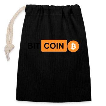 Crypto Bitcoin BTC prn 2 - Sac cadeau en coton avec cordon (14 x 20 cm) - noir - Devant