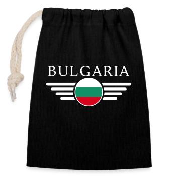 Bulgarien T-Shirt: Charme in jedem Stich - Verschließbarer Geschenkbeutel aus Baumwolle (14x20cm) - Schwarz - Vorne