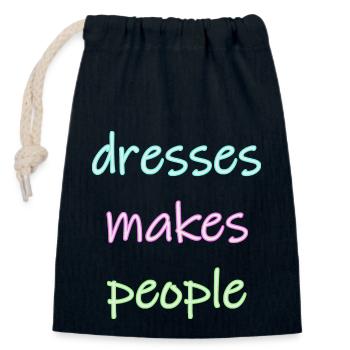 dresses makes people - Verschließbarer Geschenkbeutel aus Baumwolle (14x20cm) - Navy - Vorne