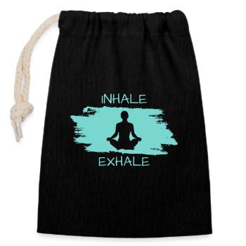 Inhale Exhale Yoga Meditation - Verschließbarer Geschenkbeutel aus Baumwolle (14x20cm) - Schwarz - Vorne