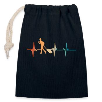 Heartbeat travel - Closable cotton gift bag (14x20cm) - navy - Front