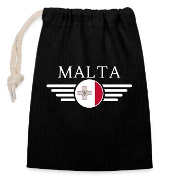 Malta T-Shirt: History, Island Magic, Culture - Closable cotton gift bag (14x20cm) - black - Front