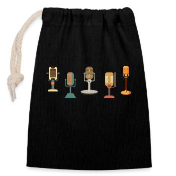 microphone rétro vintage - Sac cadeau en coton avec cordon (14 x 20 cm) - noir - Devant