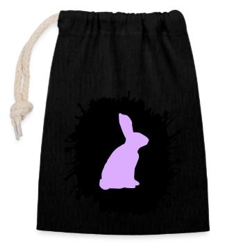 splatter hase - Verschließbarer Geschenkbeutel aus Baumwolle (14x20cm) - Schwarz - Vorne