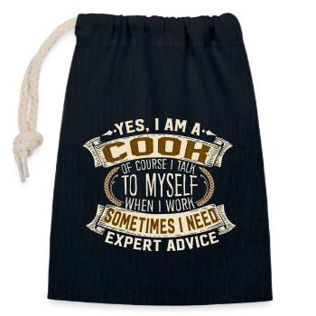 Yes I Am A Cook Expert Advice Motif - Verschließbarer Geschenkbeutel aus Baumwolle (14x20cm) - Navy - Vorne
