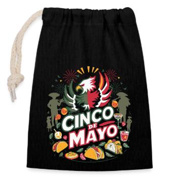 Cinco de Mayo Eagle Mutig und lebendig - Verschließbarer Geschenkbeutel aus Baumwolle (14x20cm) - Schwarz - Vorne