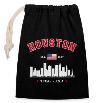 Houston Texas Est 1837 - Closable cotton gift bag (14x20cm) - black - Front