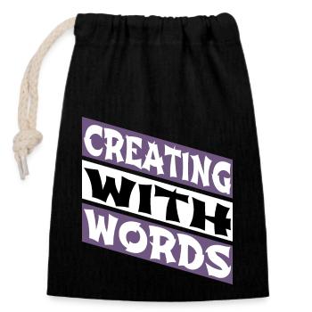 sayings writing writing techniques - Closable cotton gift bag (14x20cm) - black - Front
